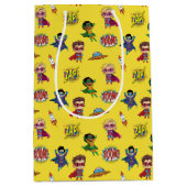 イエローマンガスーパーヒーロー漫画パターン抱き枕 ミディアムペーパーバッグ (正面)