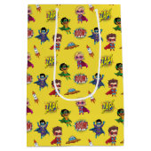 イエローマンガスーパーヒーロー漫画パターン抱き枕 ミディアムペーパーバッグ (裏面)