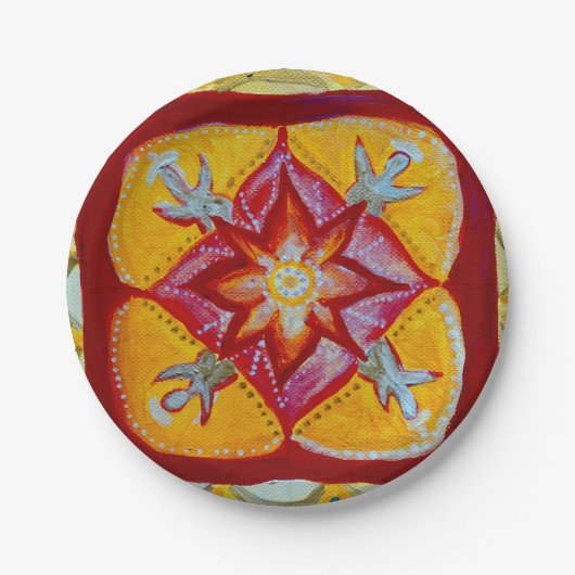 イエローマンダラカスタム紙プレート7イン ペーパープレート (正面)