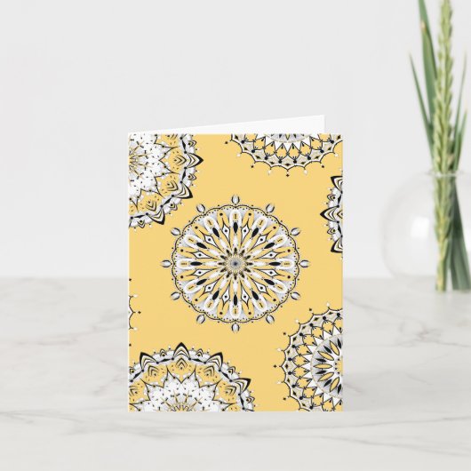 イエローマンダラ2折り畳みグリーティングカード カード (正面)