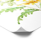 イエローマーガレットデイジーの分岐水色 ポスター (角)