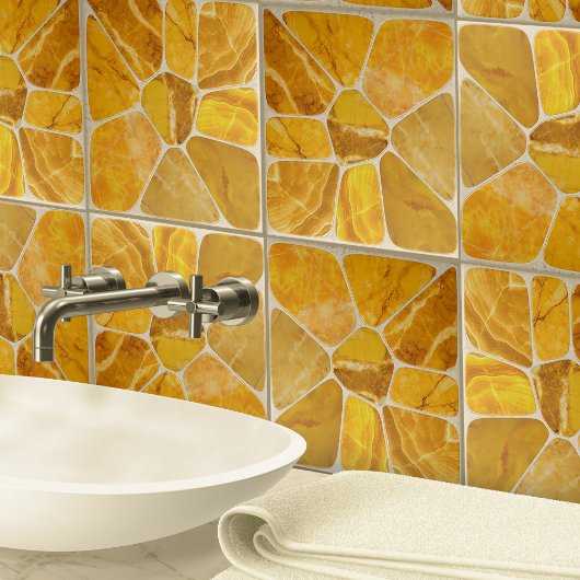 イエローマーブルモザイクフラワー抽象芸術アート タイル