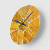 イエローマーブルモザイクフラワー抽象芸術アート ラウンド壁時計 (傾斜)