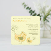 イエローマ渦巻形のム&ベビーバードベビーシャワー招待状 招待状 (スタンド正面)