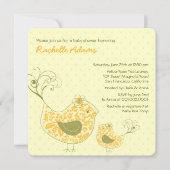 イエローマ渦巻形のム&ベビーバードベビーシャワー招待状 招待状 (正面)