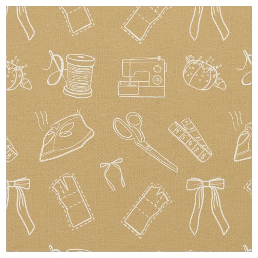イエローミシン柄 ファブリック (クローズアップ)