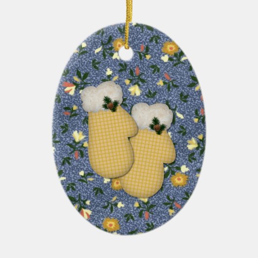 イエローミッテンスのクリスマスオーナメント セラミックオーナメント (正面)