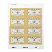 イエローミツバチ蜂蜜ラベルゴールデンロ縁どッド ラベル (フルシート)