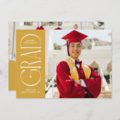 イエローミニマモダンリストの卒業発表 招待状 (正面/裏面)