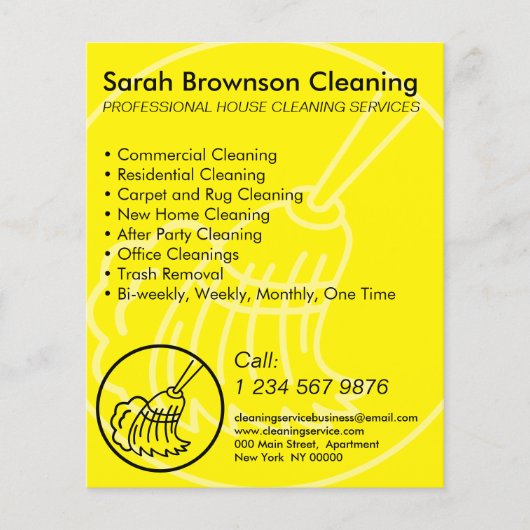 イエローミニマリストクリーニングハウスキーパーフライヤー (正面)