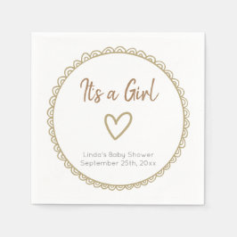 イエローミニマリストドールニュートラルベビーシャワー スタンダードカクテルナプキン