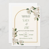 イエローミニマリストフラワー結婚式招待状 招待状 (正面/裏面)