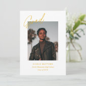 イエローミニマルモダン主義の写真卒業 案内状 (スタンド正面)