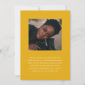 イエローミニマルモダン主義の写真卒業 案内状 (裏面)