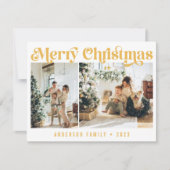 イエローミニマルレトロクリスマスツーフォト シーズンカード (正面)