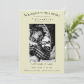 イエローミニマル写真誕生のお知らせ 案内状 (スタンド正面)