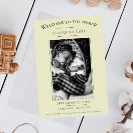 イエローミニマル写真誕生のお知らせ 案内状