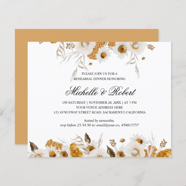 イエローミモザホワイトカモミールリハーサルディナー (正面/裏面)