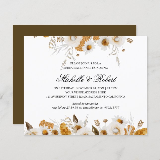 イエローミモザホワイトカモミールリハーサルディナー (正面/裏面)