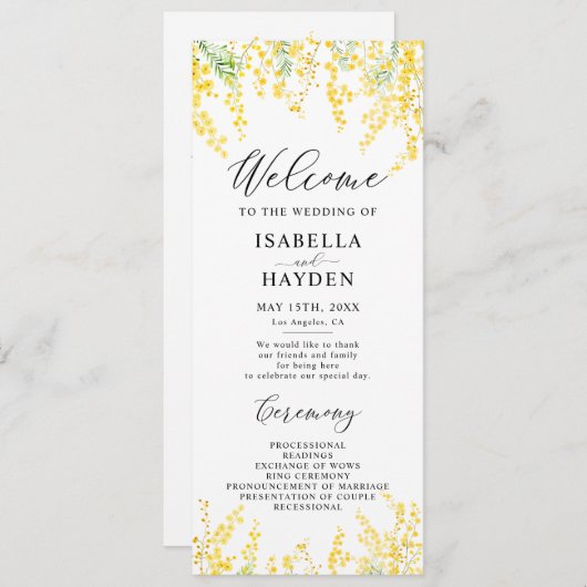 イエローミモザ春フローラ結婚ズフラットプログラム プログラム (正面/裏面)