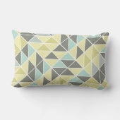 イエローミントグレー抽象芸術三角形パターン ランバークッション (裏面)