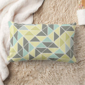 イエローミントグレー抽象芸術三角形パターン ランバークッション (ブランケット)