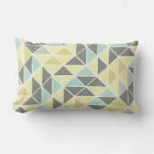 イエローミントグレー抽象芸術三角形パターン ランバークッション (正面)