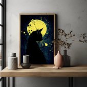 イエロームーンの黒猫シルエット|過去記事 ポスター
