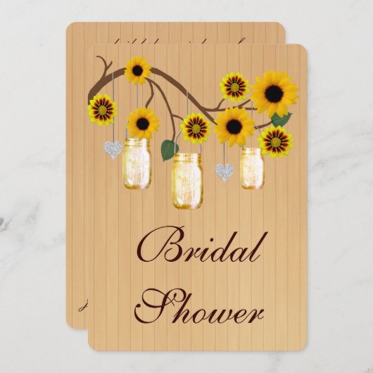 イエローメイソン素朴ジャースブライダルシャワー招待 招待状 (正面/裏面)