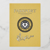 イエローメキシコ結婚パスポート 箔招待状 (正面)