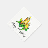 イエローメリークリスマスとハッピーニューイヤーナプキンズ スタンダードカクテルナプキン (角)