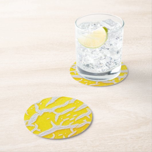 イエローメロンパターンマウスパッド ラウンドペーパーコースター (インサイチュ)