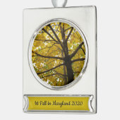 イエローメープルツリーズオータム自然 シルバープレートバナーオーナメント (左)