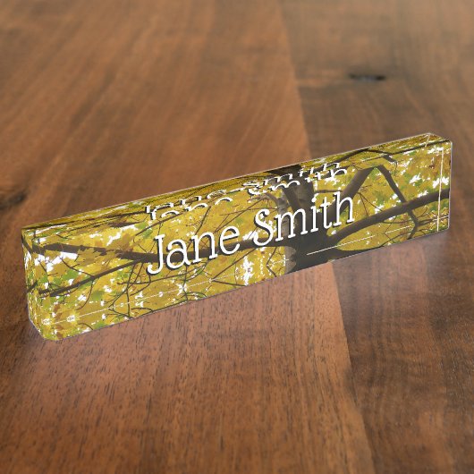 イエローメープルツリーズオータム自然 デスクネームプレート (側面)