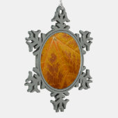 イエローメープルリーフオータム抽象芸術自然 スノーフレークピューターオーナメント (左)