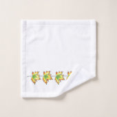 イエローメープルリーフ、植物性デザイン バスタオルセット (ウォッシュタオル)