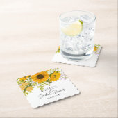 イエローモダンひまわりブーケ ブライダルシャワー ペーパーコースター (インサイチュ)