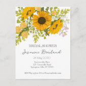 イエローモダンひまわりブーケ ブライダルシャワー ポストカード (正面)