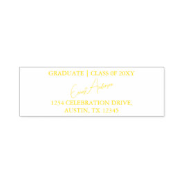 イエローモダンシンプル卒業差出人住所 セルフインキングスタンプ