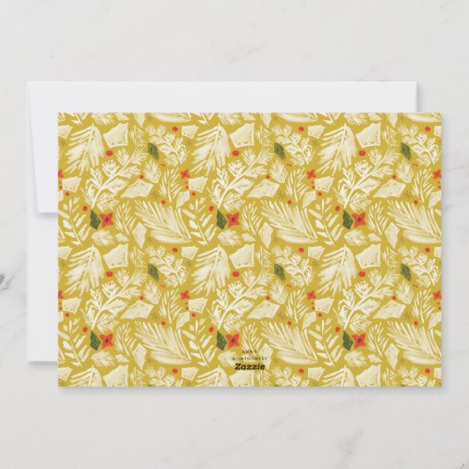 イエローモダンフェスティバルボタニカルホリデーパーティー シーズンカード (裏面)