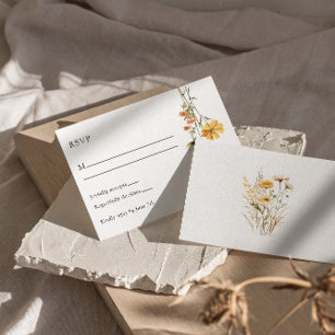 イエローモダンフローラボホシックユニークス結婚ズ 出欠カード