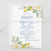 イエローモダンフローラレモンをテーマにしたブライダルシャワー 招待状 (正面)