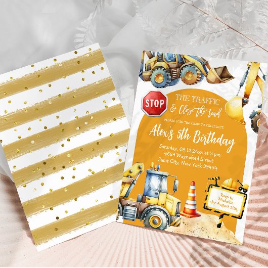 イエローモダン建築ボーイ誕生日招待状 招待状