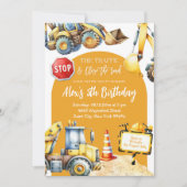 イエローモダン建築ボーイ誕生日招待状 招待状 (正面)