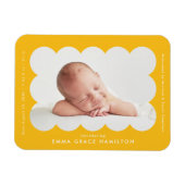 イエローモダン スカロップフレーム 誕生のお知らせ マグネット (横)