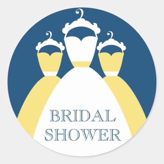 イエローモナコブルーブライダルシャワーギフトシール ラウンドシール (正面)