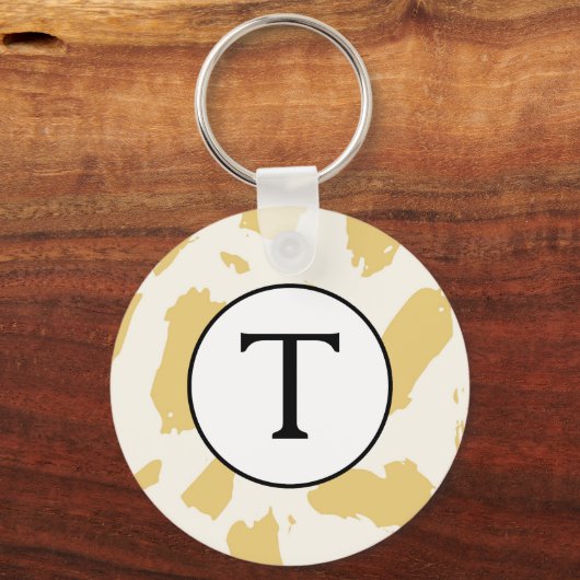 イエローモノグラムイニシャルキーチェーン キーホルダー (正面)