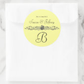 イエローモノグラムロゴ名結婚日付のラベル ラウンドシール (バッグ)