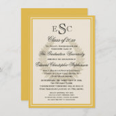 イエローモノグラムローレルクラシックカレッジ卒業 招待状 (正面/裏面)