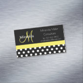 イエローモノグラム白黒水玉模様 マグネット名刺 (インサイチュ)